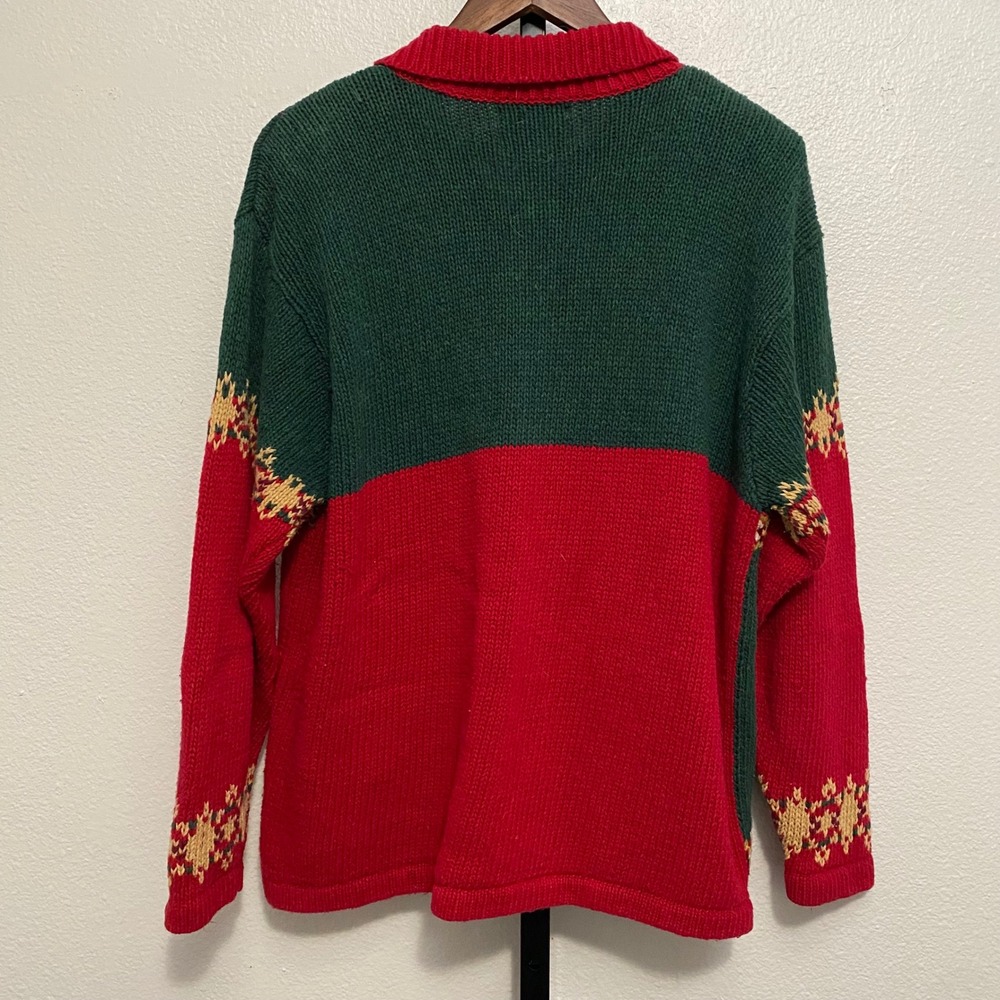 Vintage Women's Knit Christmas Sweater Cardigan Full Zip Festive Holiday - Picture 2 of 9